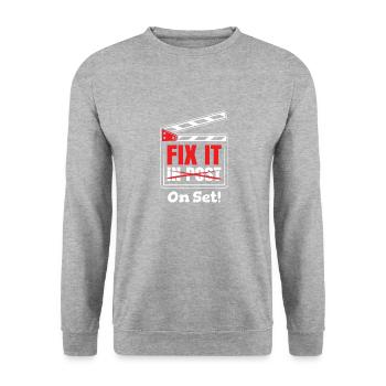 Fix it on set! For filmmakers - Unisex Sweatshirt - salt & pepper - Front - Alina (178cm) & Michal (187cm)
