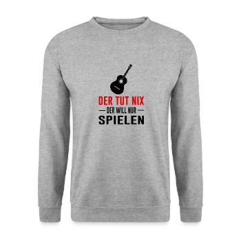 Gitarre Spruch Gitarrist Geschenkidee Humor - Unisex Pullover - Weißgrau meliert - Vorne - Alina (178cm) & Michal (187cm)
