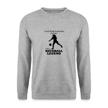 Kickball-Spielerin Pretty Kickball Girl Lustiges - Unisex Pullover - Weißgrau meliert - Vorne - Alina (178cm) & Michal (187cm)