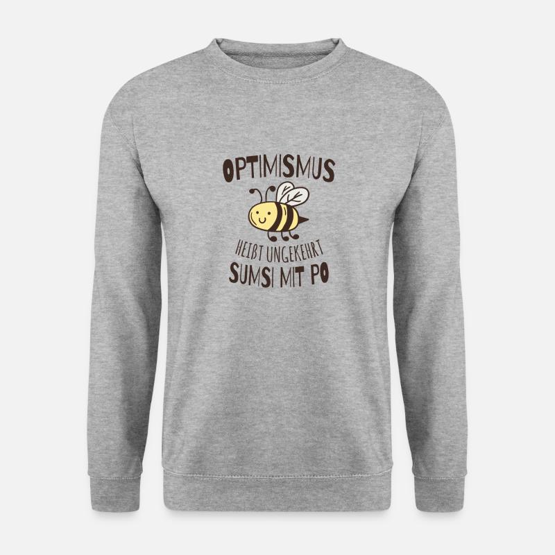 Optimismus heißt umgekehrt Sums mit Po - Unisex Pullover - Weißgrau meliert