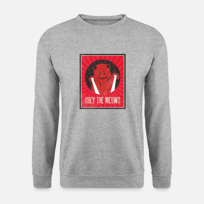 Obey the Meows - Unisex Pullover - Weißgrau meliert