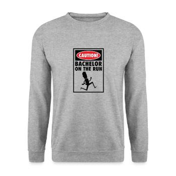 Bachelor Caution Bräutigam Heiraten Hochzeitstag - Unisex Pullover - Weißgrau meliert - Vorne - Alina (178cm) & Michal (187cm)