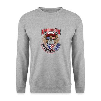 American Pitbull Dad 4. Juli - Unisex Pullover - Weißgrau meliert - Vorne - Alina (178cm) & Michal (187cm)