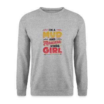 I am a girl made of mud and mascara - Unisex Sweatshirt - salt & pepper - Front - Alina (178cm) & Michal (187cm)