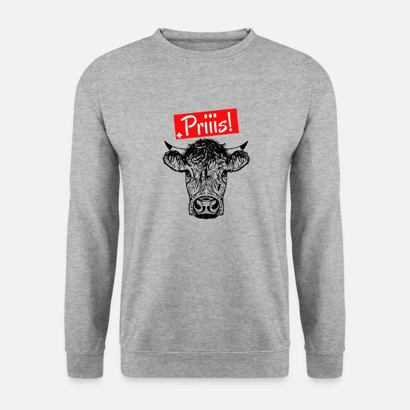 schnupfspruch priis kuhkopf schwinger - Unisex Pullover - Weißgrau meliert