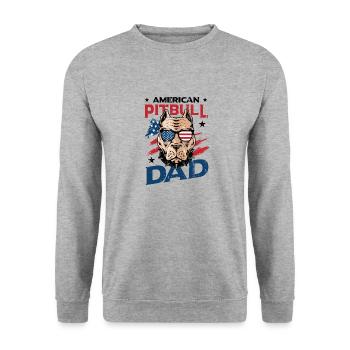 American Pitbull Dad 4. Juli - Unisex Pullover - Weißgrau meliert - Vorne - Alina (178cm) & Michal (187cm)