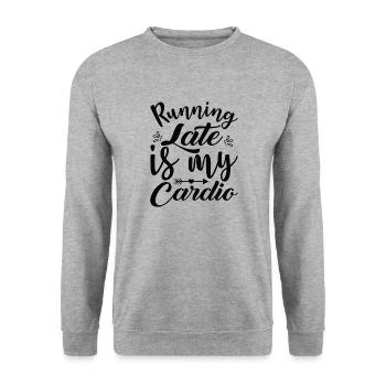 Running late is my Cardio - Unisex Sweatshirt - salt & pepper - Front - Alina (178cm) & Michal (187cm)