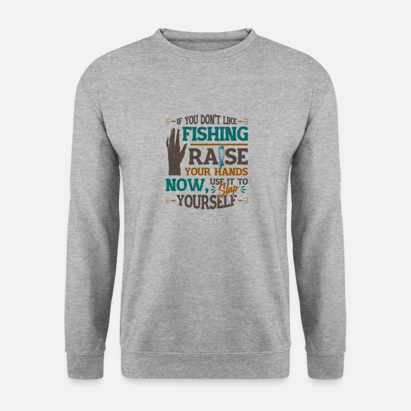 Lustiger Angelspruch Fischer - Unisex Pullover - Weißgrau meliert