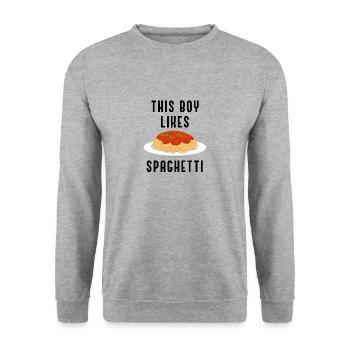 Garçon aime manger des spaghettis - Sweat-shirt Unisexe - gris chiné - Devant - Alina (178cm) & Michal (187cm)