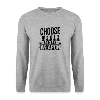 Échecs choisissez votre arme Jeu d’échecs - Sweat-shirt Unisexe - gris chiné - Devant - Alina (178cm) & Michal (187cm)