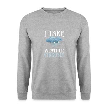 I take weather Cirrusly for all meteorologists - Unisex Sweatshirt - salt & pepper - Front - Alina (178cm) & Michal (187cm)