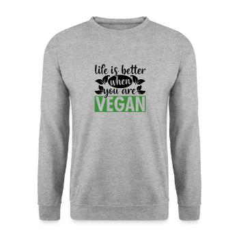 Leben als Veganer Vegan - Unisex Pullover - Weißgrau meliert - Vorne - Alina (178cm) & Michal (187cm)