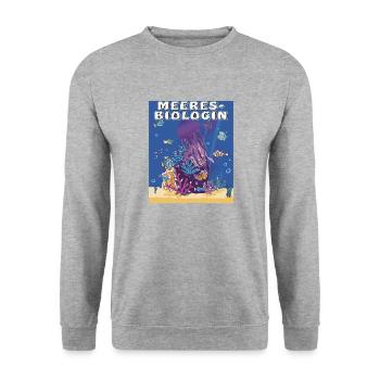 BIOLOGISTE MARIN - Sweat-shirt Unisexe - gris chiné - Devant - Alina (178cm) & Michal (187cm)