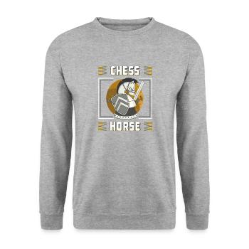 CHESS HORSE - Unisex Pullover - Weißgrau meliert - Vorne - Alina (178cm) & Michal (187cm)