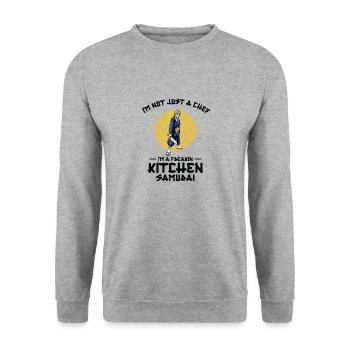 Chef Japanese Samurai Cooking Baking Meals - Unisex Sweatshirt - salt & pepper - Front - Alina (178cm) & Michal (187cm)
