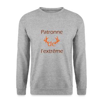 Cadeau femme Patronne de l'extrême - Sweat-shirt Unisexe - gris chiné - Devant - Alina (178cm) & Michal (187cm)