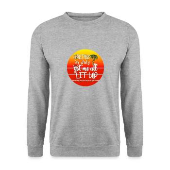 Christmas In July Got Me All Lit Up, Xmas In Julyy - Unisex Sweatshirt - salt & pepper - Front - Alina (178cm) & Michal (187cm)
