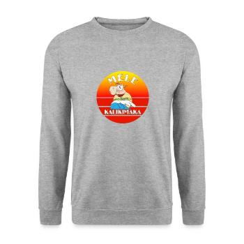 Mele Kalikimaka, Drôle de Noël en juillet, Noël - Sweat-shirt Unisexe - gris chiné - Devant - Alina (178cm) & Michal (187cm)