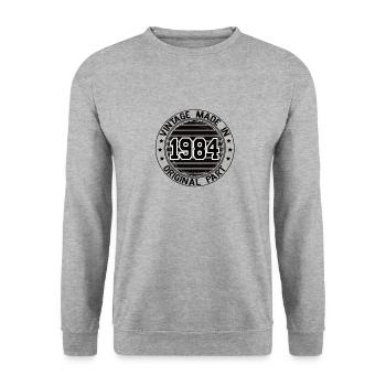 Vintage Made In 1984 Original Part Birthday 1984 - Unisex Sweatshirt - salt & pepper - Front - Alina (178cm) & Michal (187cm)