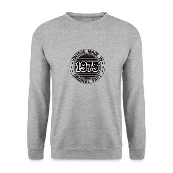 Vintage Fabriqué en 1975 Pièce originale Anniversaire 1975 - Sweat-shirt Unisexe - gris chiné - Devant - Alina (178cm) & Michal (187cm)