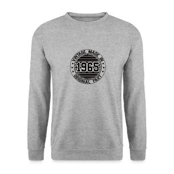 Vintage Made In 1965 Pièce originale Anniversaire 1965 - Sweat-shirt Unisexe - gris chiné - Devant - Alina (178cm) & Michal (187cm)