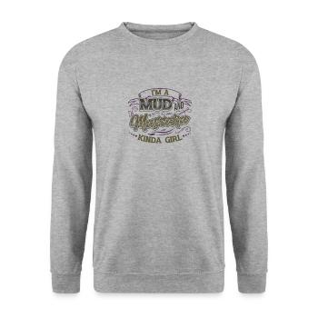 I am a girl made of mud and mascara - Unisex Sweatshirt - salt & pepper - Front - Alina (178cm) & Michal (187cm)