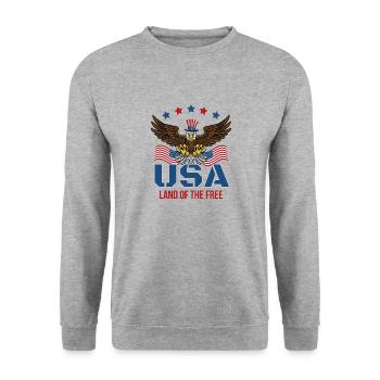 US-Land der Freien - Unisex Pullover - Weißgrau meliert - Vorne - Alina (178cm) & Michal (187cm)