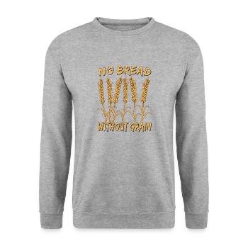 NO BREAD WITHOUT GRAIN - Unisex Sweatshirt - salt & pepper - Front - Alina (178cm) & Michal (187cm)