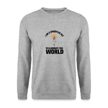 I am a sparkplug out to illuminate this world - Unisex Sweatshirt - salt & pepper - Front - Alina (178cm) & Michal (187cm)