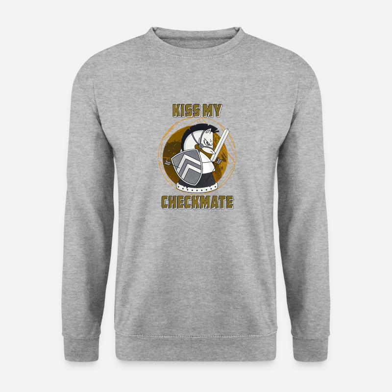 KISS MY CHECKMATE - Unisex Pullover - Weißgrau meliert