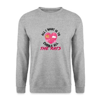 Rat Cuddling Rodent Cuddle Rat Lovers - Unisex Pullover - Weißgrau meliert - Vorne - Alina (178cm) & Michal (187cm)