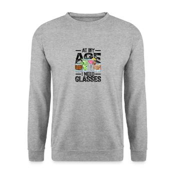 In meinem Alter brauche ich eine Brille - Craft Cocktails Vodka - Unisex Pullover - Weißgrau meliert - Vorne - Alina (178cm) & Michal (187cm)