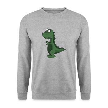 Dino 11 - Unisex Pullover - Weißgrau meliert - Vorne - Alina (178cm) & Michal (187cm)