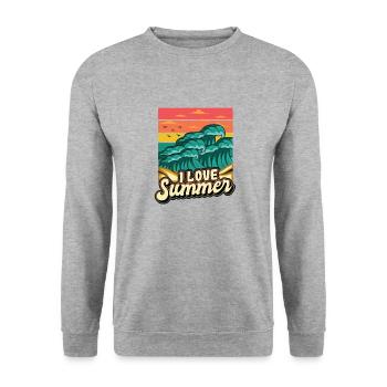 I Love Summer Vacation Hello Summer Surfen - Unisex Pullover - Weißgrau meliert - Vorne - Alina (178cm) & Michal (187cm)