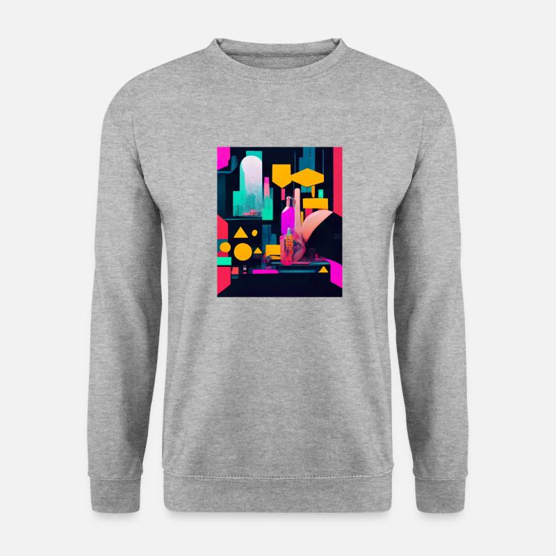 Cyber City - Unisex Pullover - Weißgrau meliert