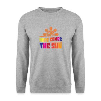Here comes the sun - Unisex Pullover - Weißgrau meliert - Vorne - Alina (178cm) & Michal (187cm)