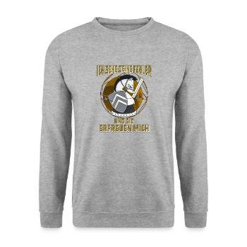 ICH SEHE DEINE FEHLER - Unisex Pullover - Weißgrau meliert - Vorne - Alina (178cm) & Michal (187cm)