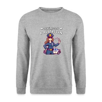ZUKÜNFTIGE POLIZISTIN - Unisex Pullover - Weißgrau meliert - Vorne - Alina (178cm) & Michal (187cm)