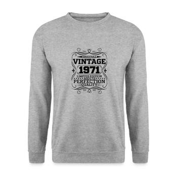Vintage 1971 Original Limited Edition - Unisex Pullover - Weißgrau meliert - Vorne - Alina (178cm) & Michal (187cm)