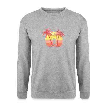 Badminton Girl Spieler Smash Summer Sunset 80s - Unisex Pullover - Weißgrau meliert - Vorne - Alina (178cm) & Michal (187cm)