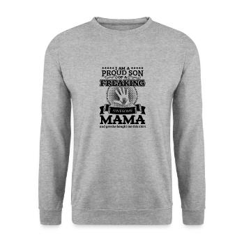 Familie Mama Sohn Tshirt - Unisex Pullover - Weißgrau meliert - Vorne - Alina (178cm) & Michal (187cm)