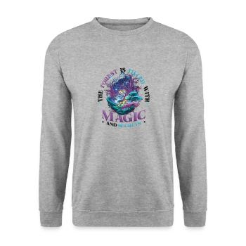 Wald voller Magie und Geheimnisse, Natur, Wandern - Unisex Pullover - Weißgrau meliert - Vorne - Alina (178cm) & Michal (187cm)
