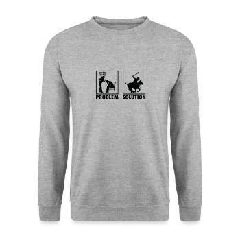 Polo Horseback Game Polo Players Statement - Unisex Pullover - Weißgrau meliert - Vorne - Alina (178cm) & Michal (187cm)