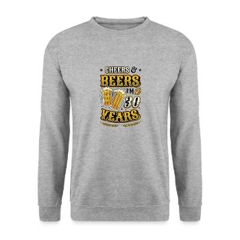 Acclamations et bière J’ai 30 ans - Sweat-shirt Unisexe - gris chiné - Devant - Alina (178cm) & Michal (187cm)