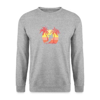 Baseballspieler Running Base Summer Sunset 80s - Unisex Pullover - Weißgrau meliert - Vorne - Alina (178cm) & Michal (187cm)
