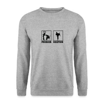Karaté Pratiquants de Karaté Karatéka Déclaration - Sweat-shirt Unisexe - gris chiné - Devant - Alina (178cm) & Michal (187cm)