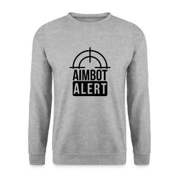 Aimbot Alert Cheater Hacker Gamer Streamer Zocken - Unisex Pullover - Weißgrau meliert - Vorne - Alina (178cm) & Michal (187cm)