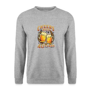 Acclamations et bière J’ai 40 ans - Sweat-shirt Unisexe - gris chiné - Devant - Alina (178cm) & Michal (187cm)