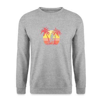 BMX Riding Bike Summer Sunset 80s Palm - Unisex Sweatshirt - salt & pepper - Front - Alina (178cm) & Michal (187cm)