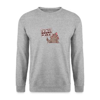 Cat Grammar Apostrophe English Grammar Police - Unisex Sweatshirt - salt & pepper - Front - Alina (178cm) & Michal (187cm)